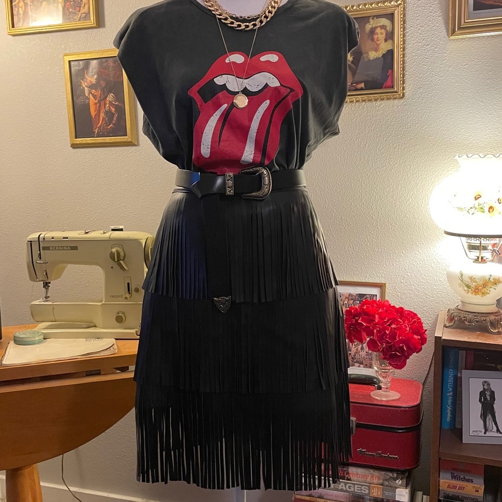 H&M Black Fringe Mini Skirt